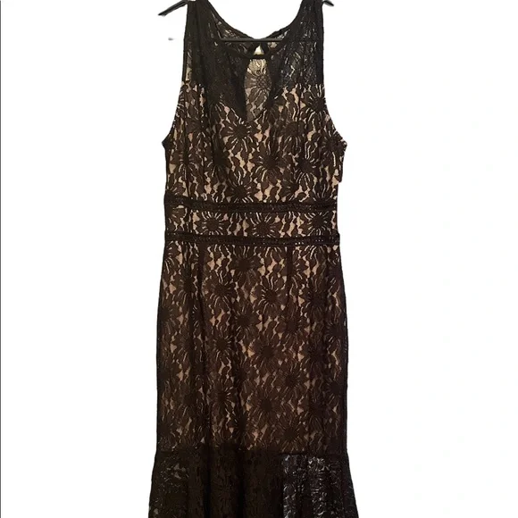 knee length dresses for ladies Elegant Lace Black Dress with Gloves SF017 main image 1